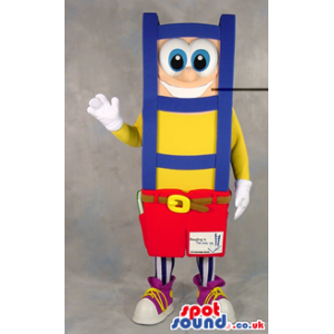 Funny Big Blue Ladder Plush Mascot With A Cute Face And Logo -