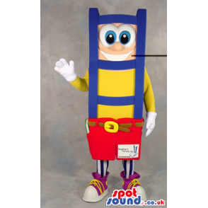 Funny Big Blue Ladder Plush Mascot With A Cute Face And Logo -