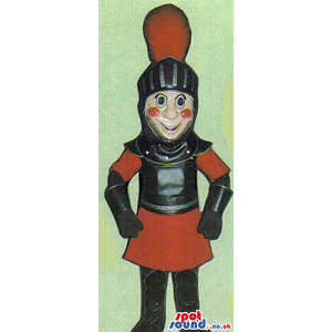 Amazing Medieval Soldier Human Mascot With Red Cheeks - Custom