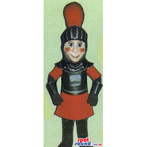 Amazing Medieval Soldier Human Mascot With Red Cheeks - Custom