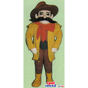 Amazing Cowboy Human Mascot With A Mustache And Hat - Custom