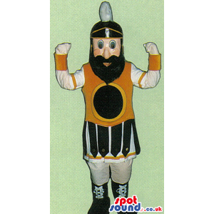 Amazing Roman Soldier Human Mascot With Black Beard - Custom