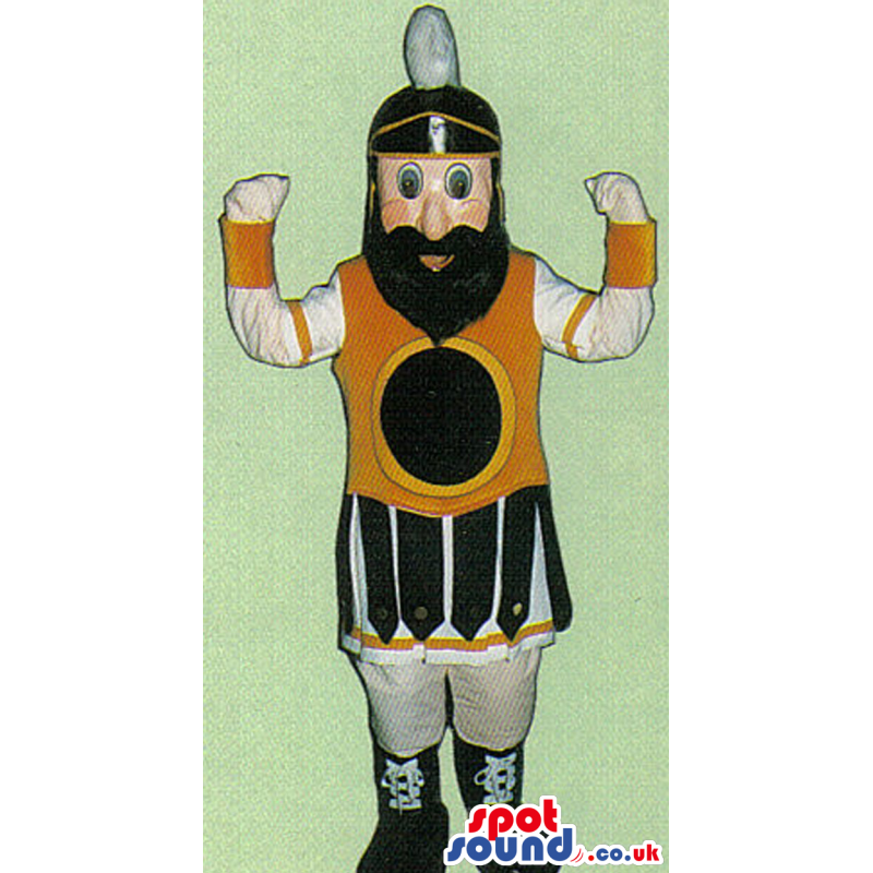 Amazing Roman Soldier Human Mascot With Black Beard - Custom