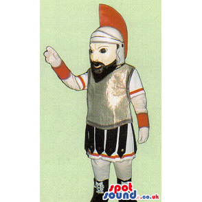 Amazing Roman Soldier Human Mascot With Black Beard - Custom