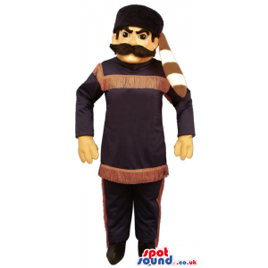 Human Plush Mascot Wearing Davy Crockett Brown Garments -