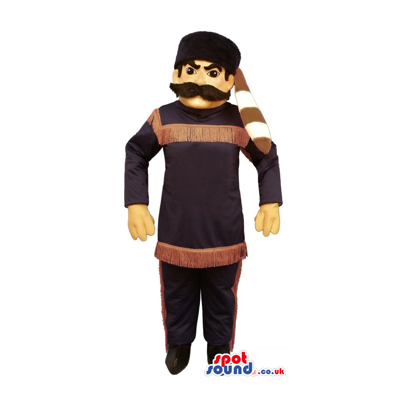 Human Plush Mascot Wearing Davy Crockett Brown Garments -