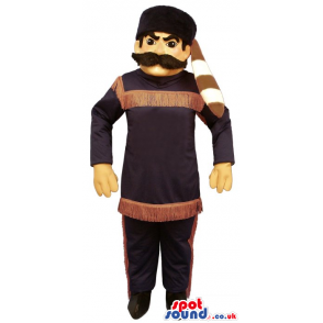 Human Plush Mascot Wearing Davy Crockett Brown Garments -