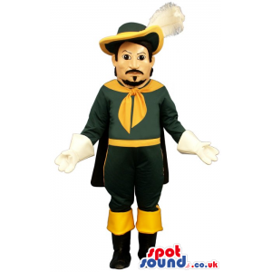Classic Literature Human Mascot With Yellow And Green Clothes -