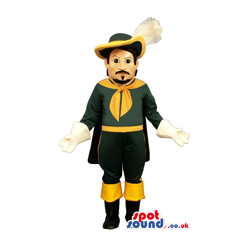 Classic Literature Human Mascot With Yellow And Green Clothes -
