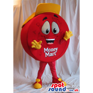 Cool Red Token Plush Mascot With Space For Text And A Funny