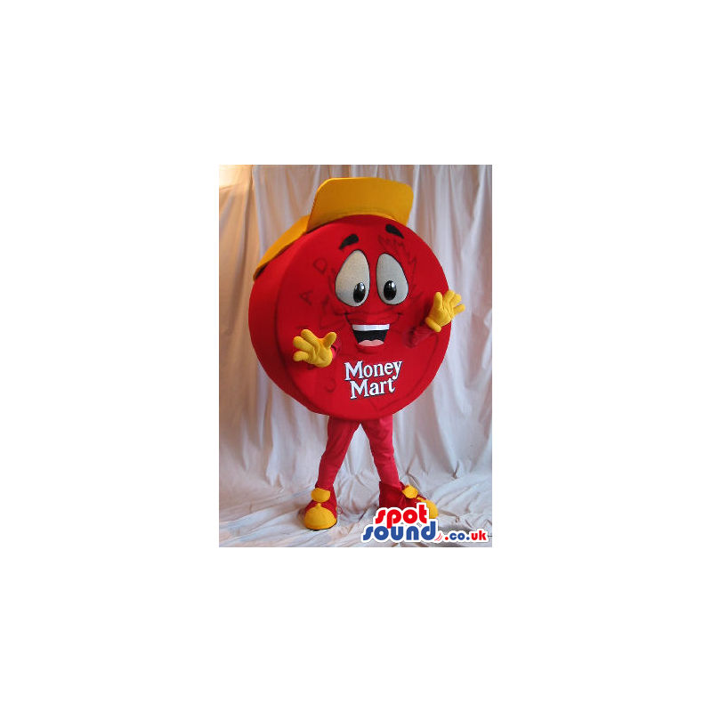 Cool Red Token Plush Mascot With Space For Text And A Funny