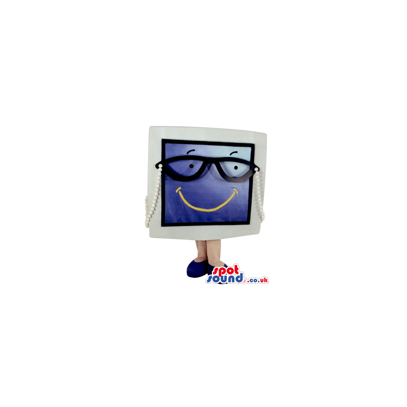 Funny Big Screen Mascot Wearing Glasses With A Smile - Custom