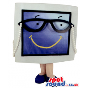 Funny Big Screen Mascot Wearing Glasses With A Smile - Custom