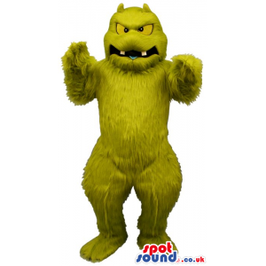 Green Hairy Monster Plush Mascot With Yellow Eyes - Custom