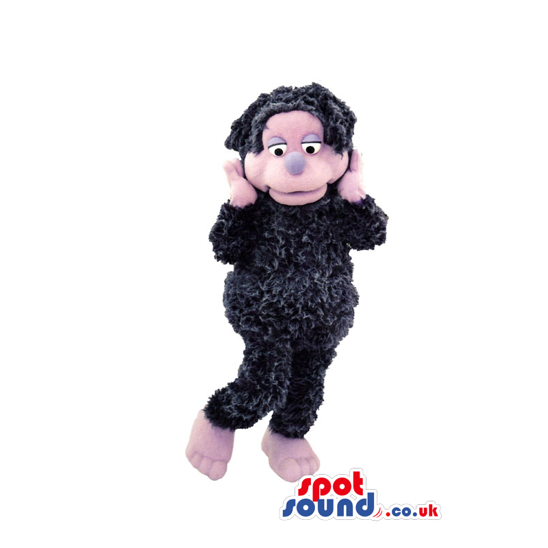 Cute Black And Pink Hairy Sheep Animal Plush Mascot - Custom