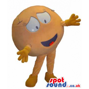 Customizable Cool Yellow Ball Plush Mascot With A Cute Face -