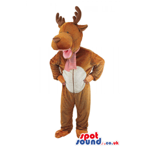 Cute Deer Animal Plush Mascot Or Adult Costume With A White