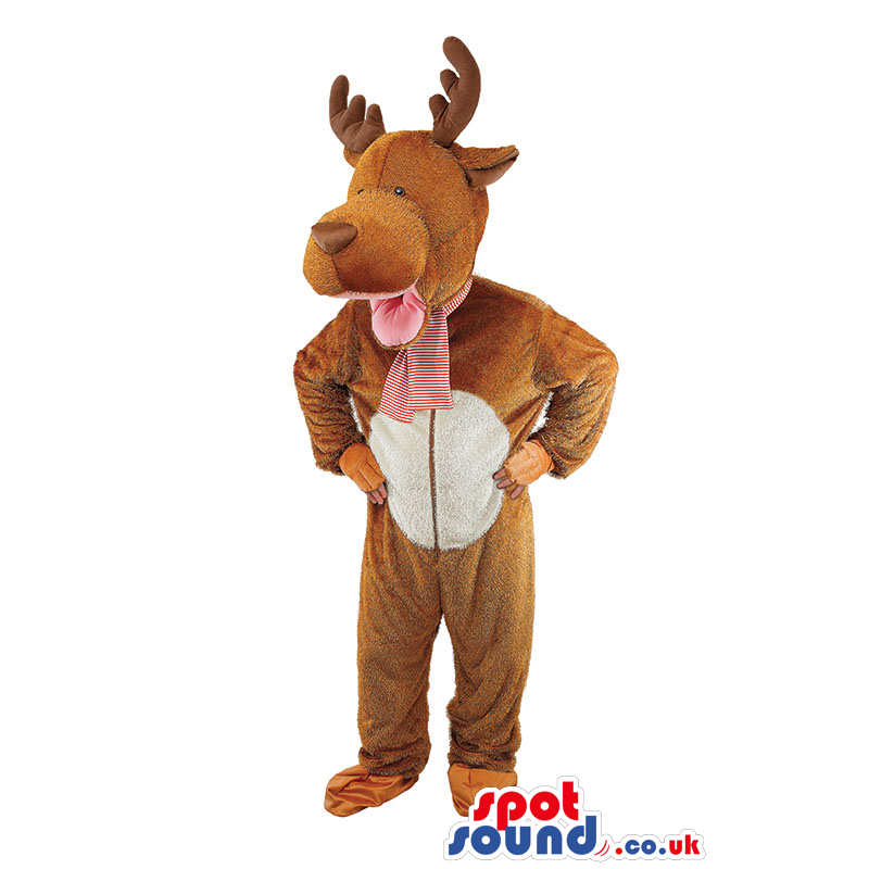 Cute Deer Animal Plush Mascot Or Adult Costume With A White