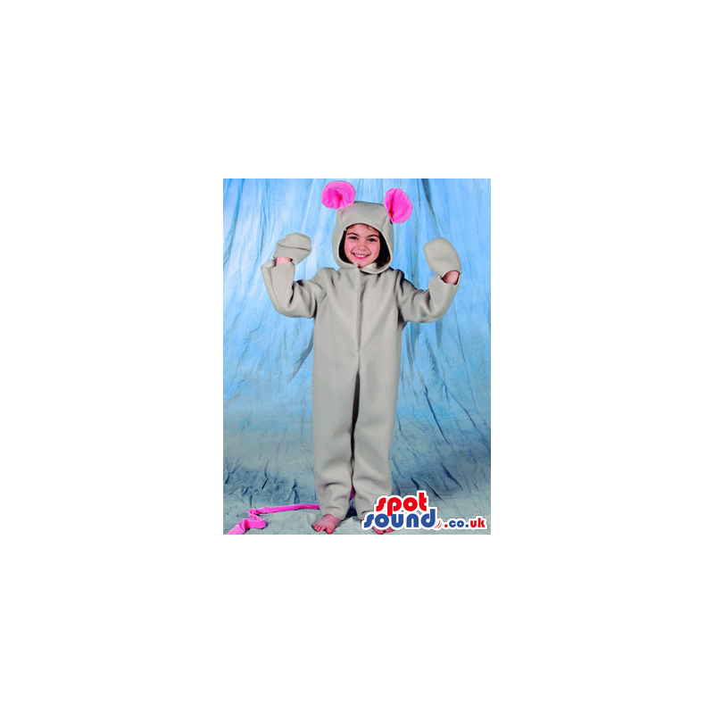 Grey Mouse With Pink Ears Children Size Plush Costume - Custom