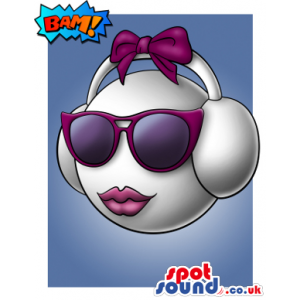 White Lady Mascot Drawing Wearing Sunglasses And Headphones -