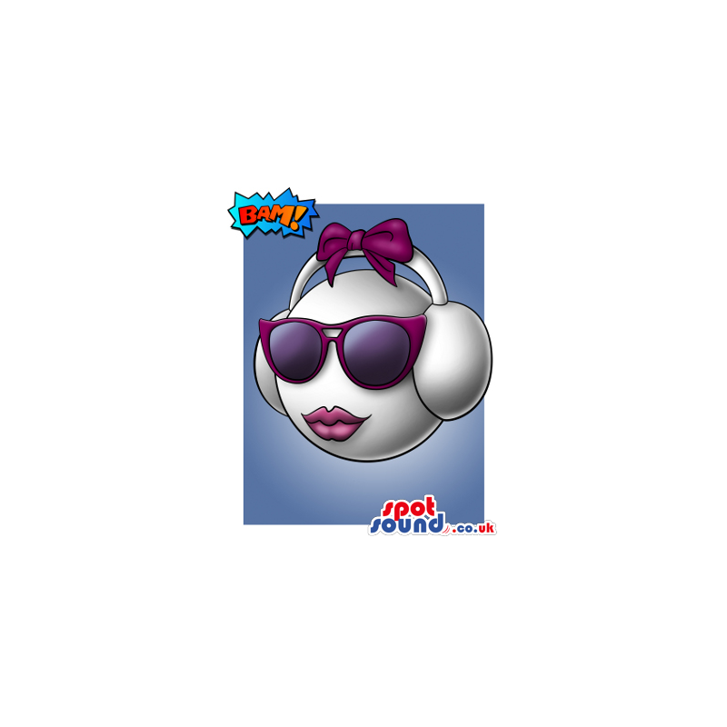 White Lady Mascot Drawing Wearing Sunglasses And Headphones -