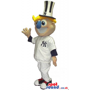 Blond Boy Mascot Wearing New Yorkers Baseball Clothes - Custom