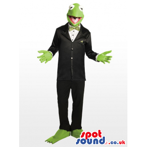 Tall Version Of Kermit Plush Mascot Wearing A Suit - Custom