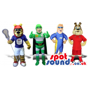 Group Of Four Cool Animal And Super Hero Plush Mascots - Custom