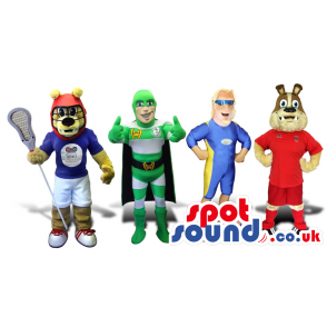 Group Of Four Cool Animal And Super Hero Plush Mascots - Custom