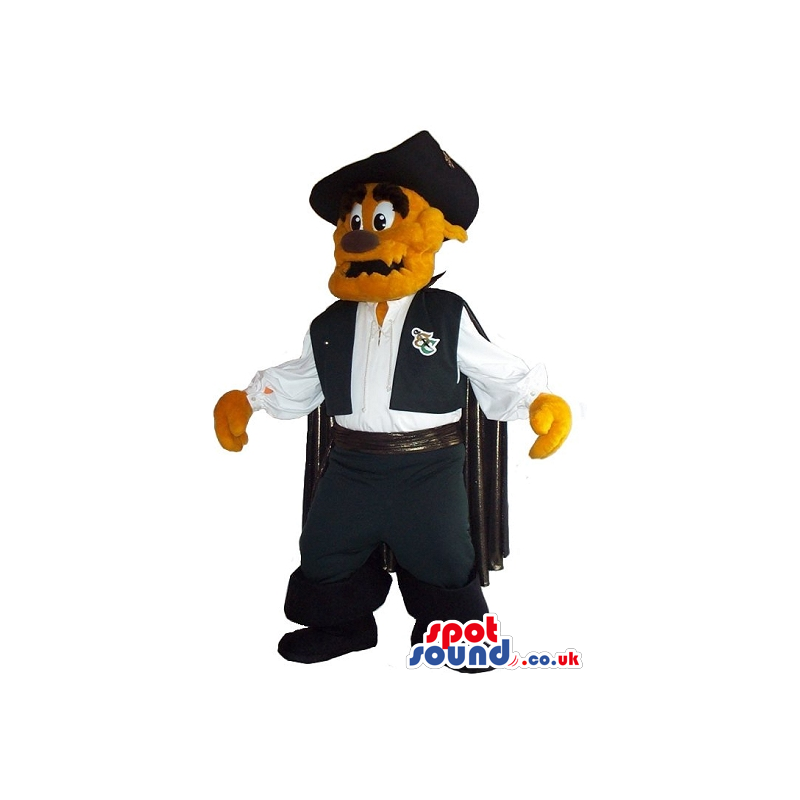 Brown Dog Plush Mascot Wearing El Zorro Garments And A Logo -