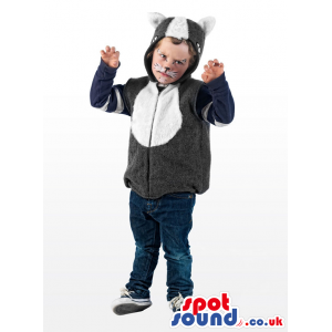 Cute Cat Children Size Plush Half-Length Costume With A Hood -