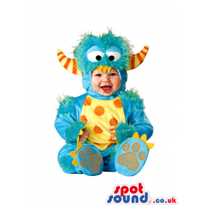 Cute Blue And Orange Monster Baby Size Plush Costume - Custom