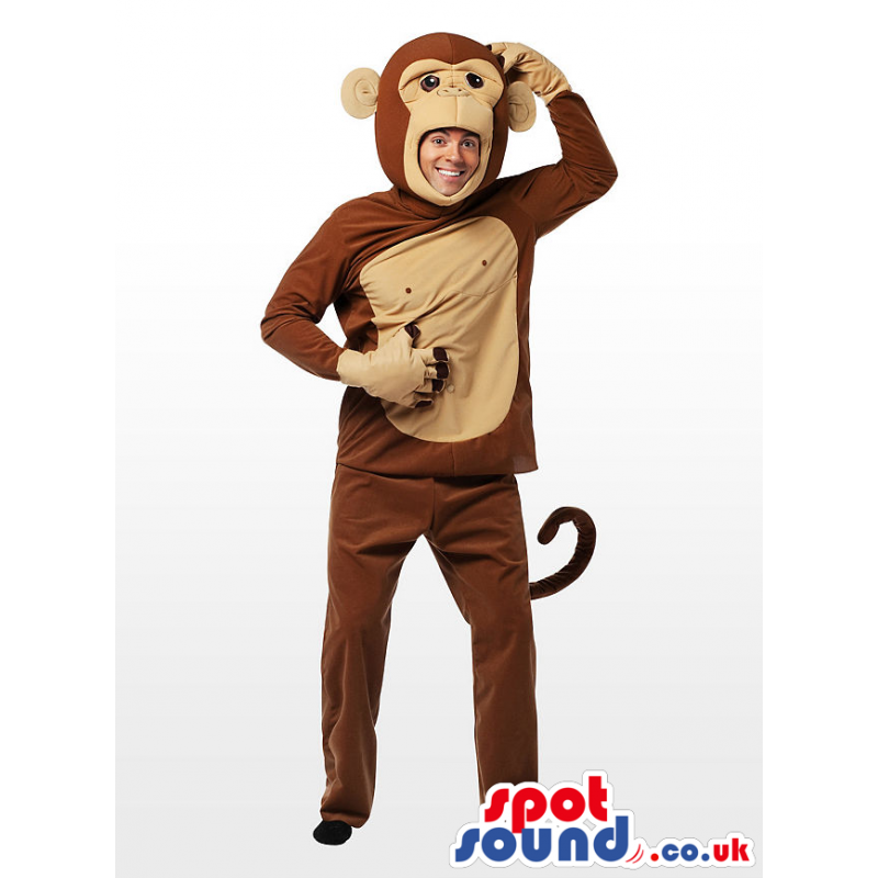 Cute Big Brown And Beige Monkey Children Size Plush Costume -