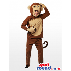 Cute Big Brown And Beige Monkey Children Size Plush Costume -