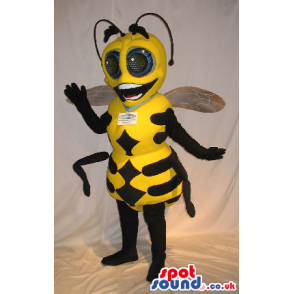 Cute Bee Insect Plush Mascot With Big Eyes And A Logo - Custom