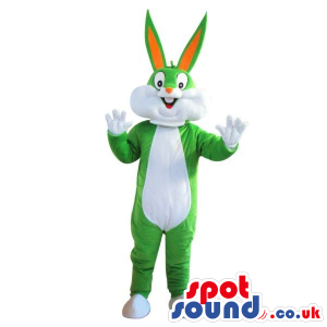 Cute Bugs Bunny Alike Plush Mascot In Green And White - Custom