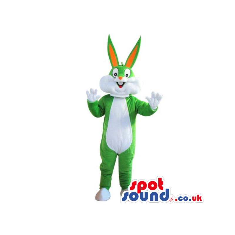 Cute Bugs Bunny Alike Plush Mascot In Green And White - Custom