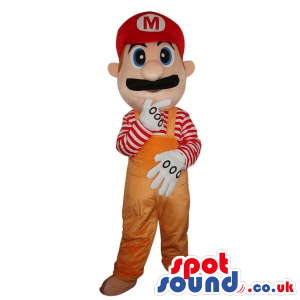 Mario Bros. Video Game Character Mascot In Orange Overalls -