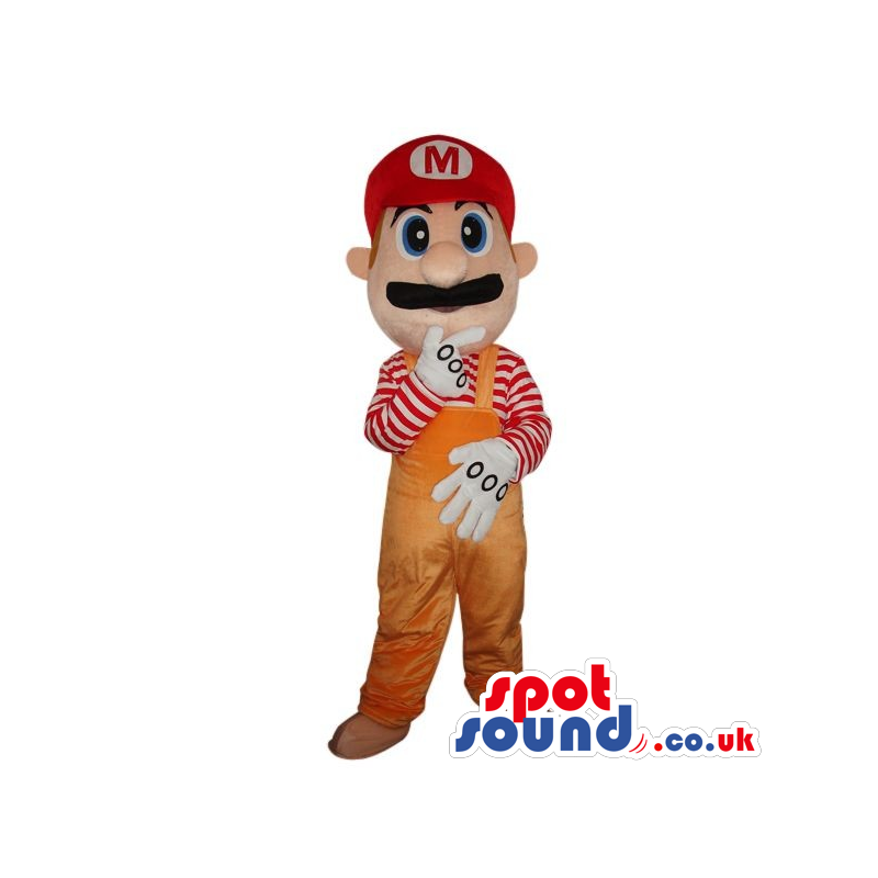 Mario Bros. Video Game Character Mascot In Orange Overalls -