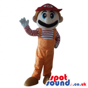 Mario Bros. Video Game Character Mascot In Orange Overalls -