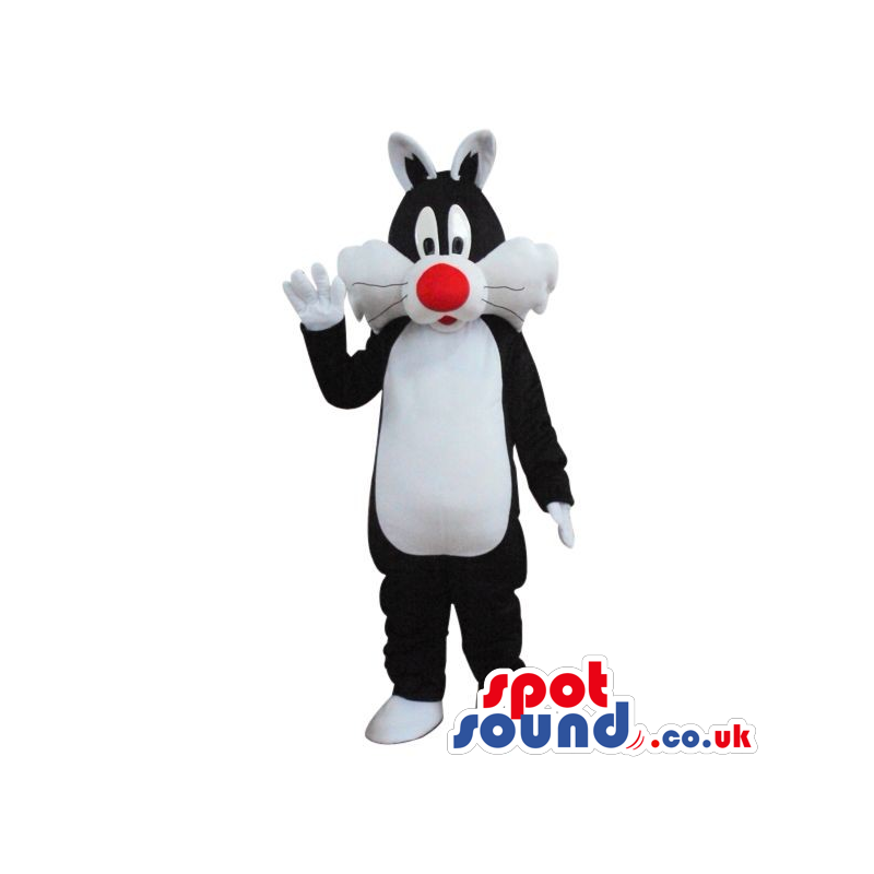Sylvester Cat Alike Character Plush Mascot With A Red Nose -
