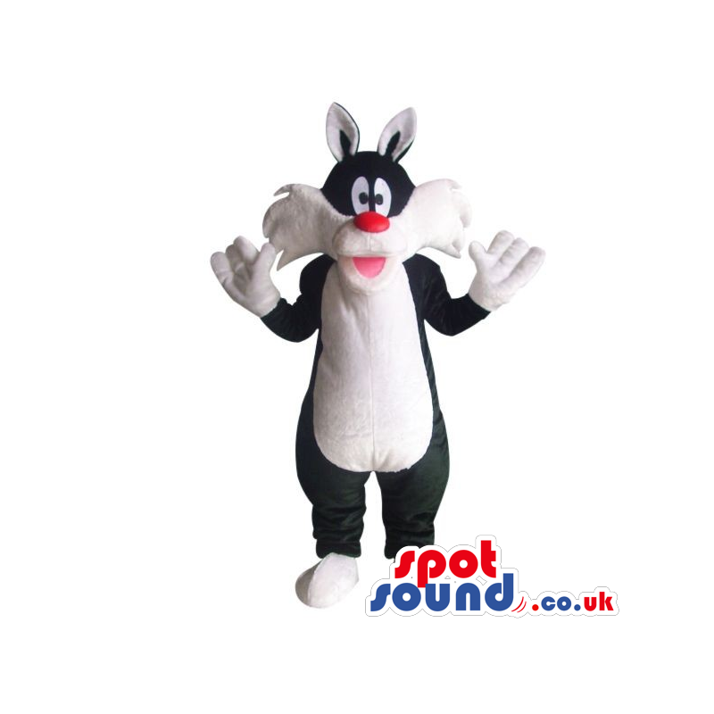 Sylvester Cat Alike Character Plush Mascot With A Red Nose -