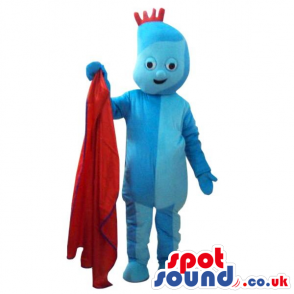 Blue Cosmic Boy Plush Mascot With A Red Towel And Hairs -