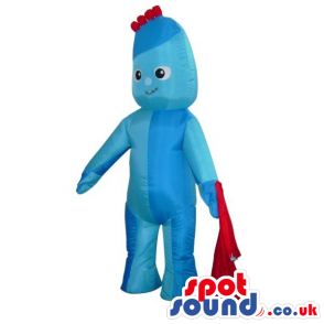 Blue Cosmic Boy Plush Mascot With A Red Towel And Hairs -