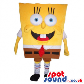 Sponge Bob Square Pants Cartoon Character Mascot With Big Eyes