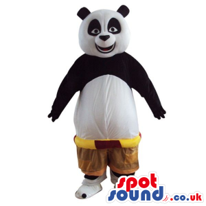 Kung Fu Panda Cartoon Character Plush Mascot In Low Rise Shorts