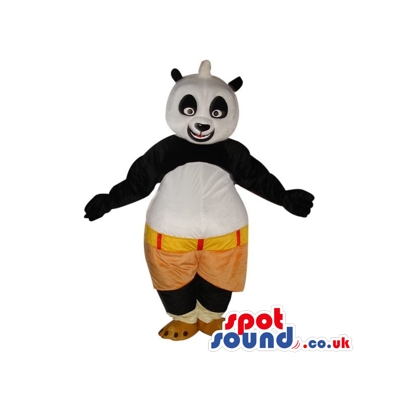 Kung Fu Panda Cartoon Character Plush Mascot In Brown Shorts -