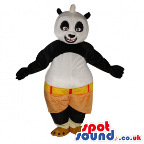 Kung Fu Panda Cartoon Character Plush Mascot In Brown Shorts -