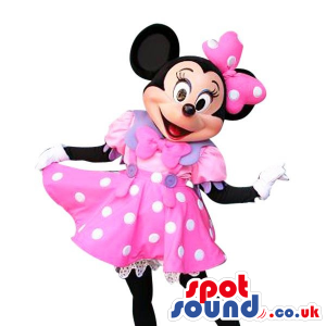 Minnie Mouse Disney Cartoon Character Mascot In A Pink Dress -