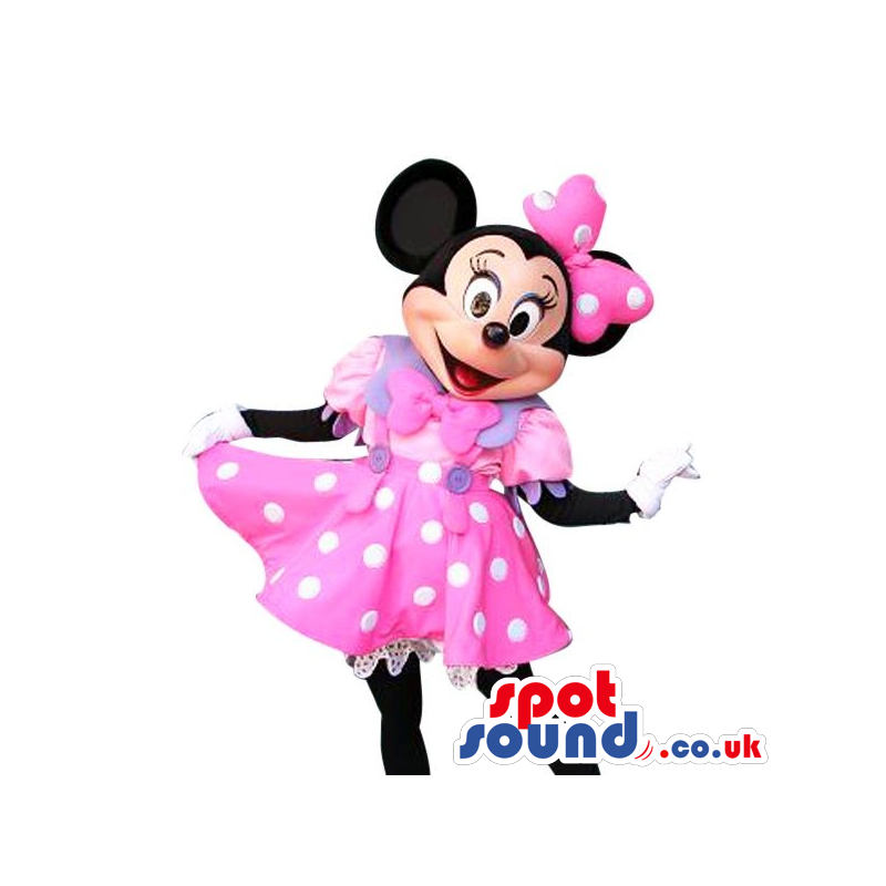 Buy Mascots Costumes in UK - Minnie Mouse Disney Cartoon Character Mascot  In A Pink Dress Sizes L (175-180CM)